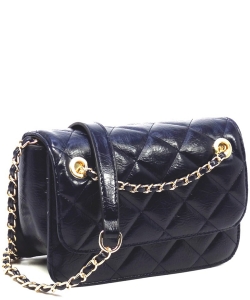 Quilted Flap Over Crossbody Bag  DL710Q NAVY